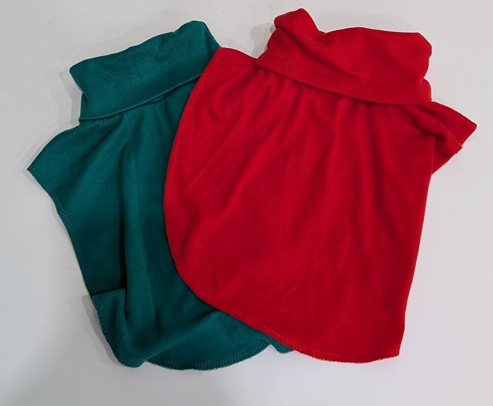 Lot of 2 Vintage Turtleneck Dickeys Poppy Red Teal Green Retro 80s Boho Mod Laye